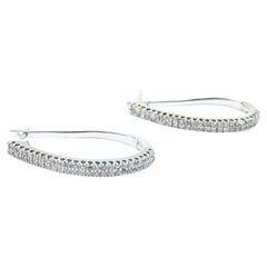 Exquisite Diamond Half Hoop Earrings in 14k White Gold