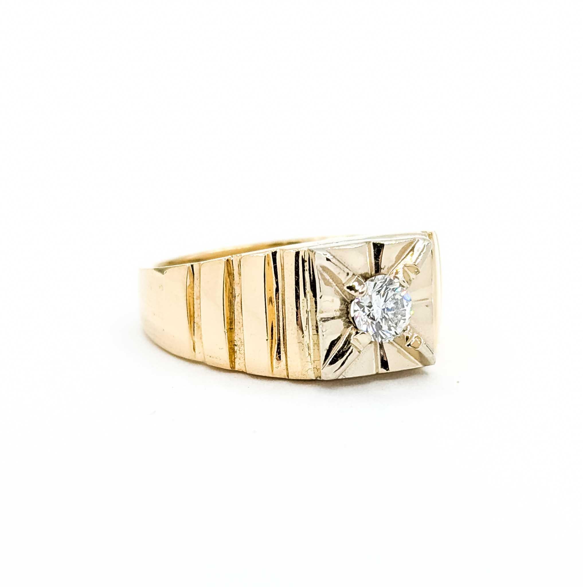 Exquisite Diamond Ring in Yellow Gold

Unveiling our exquisite Diamond Ring, beautifully crafted in 14k yellow gold. This stunning piece showcases a stunning 0.40 carats diamond of I clarity, radiating a near colorless white hue that adds to the