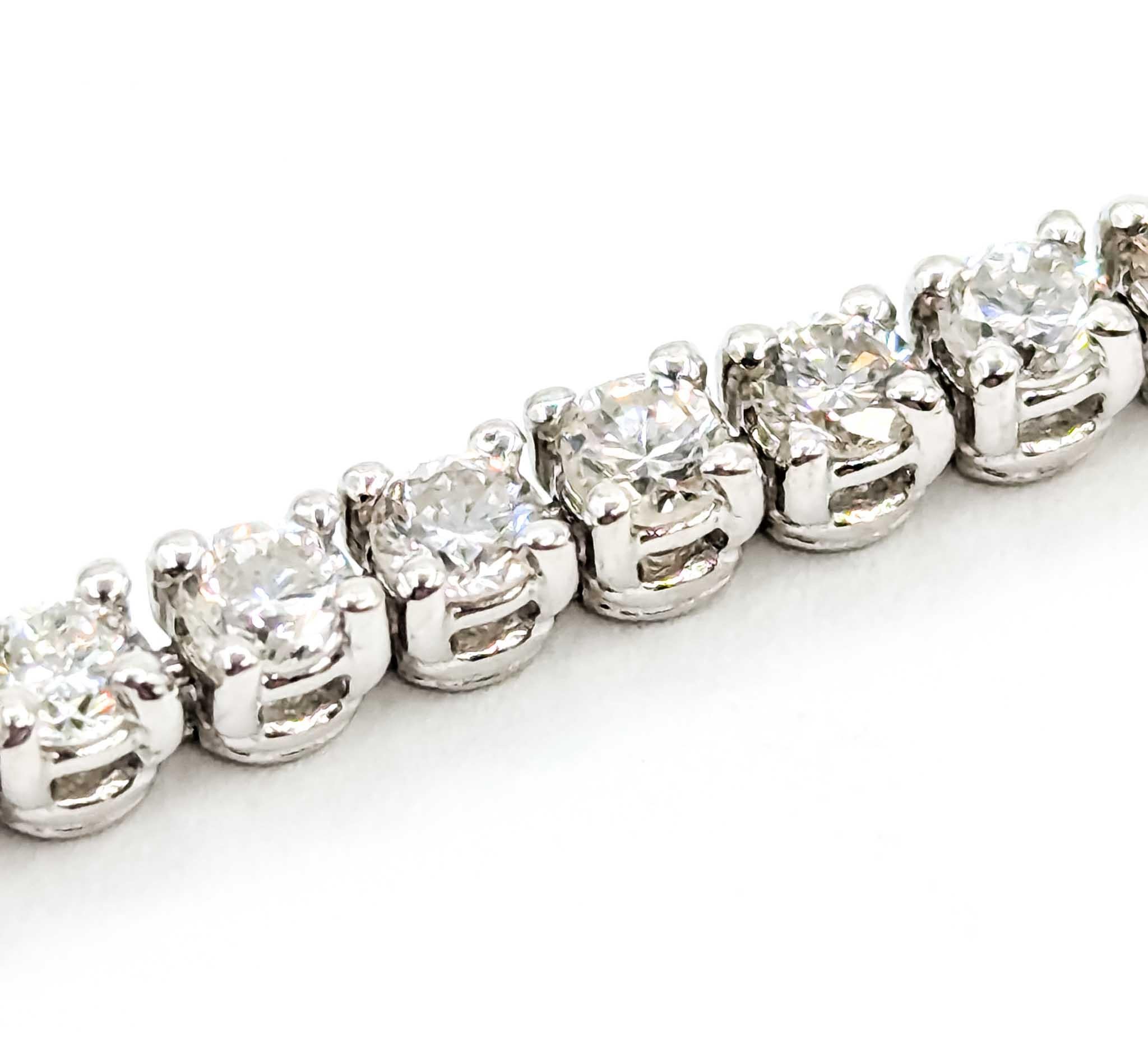 Round Cut Exquisite Diamond Tennis Bracelet in 14K White Gold For Sale