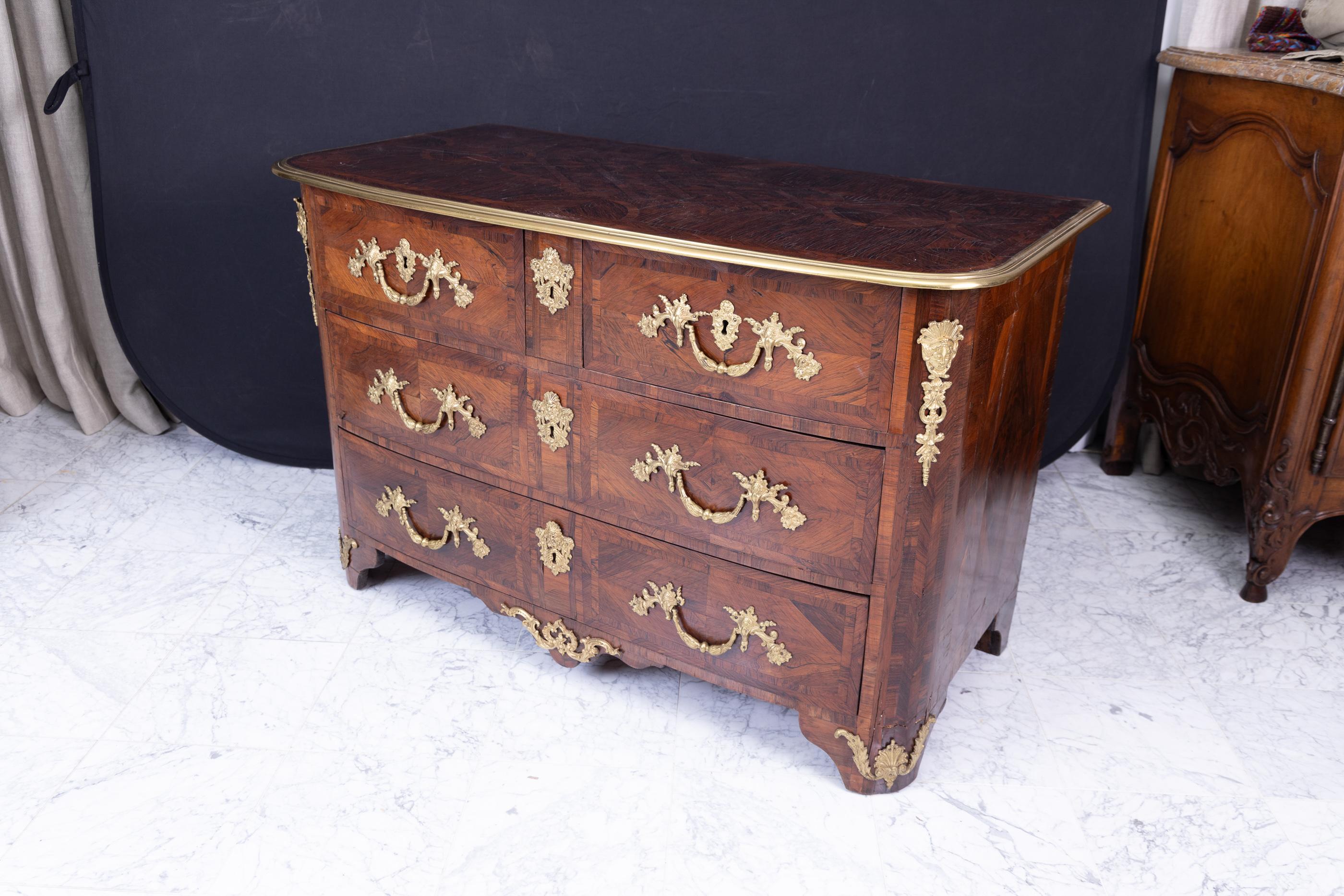 Exquisite Early 19th Century Regence Three Drawer Commode with Bronze D'ore  For Sale 3