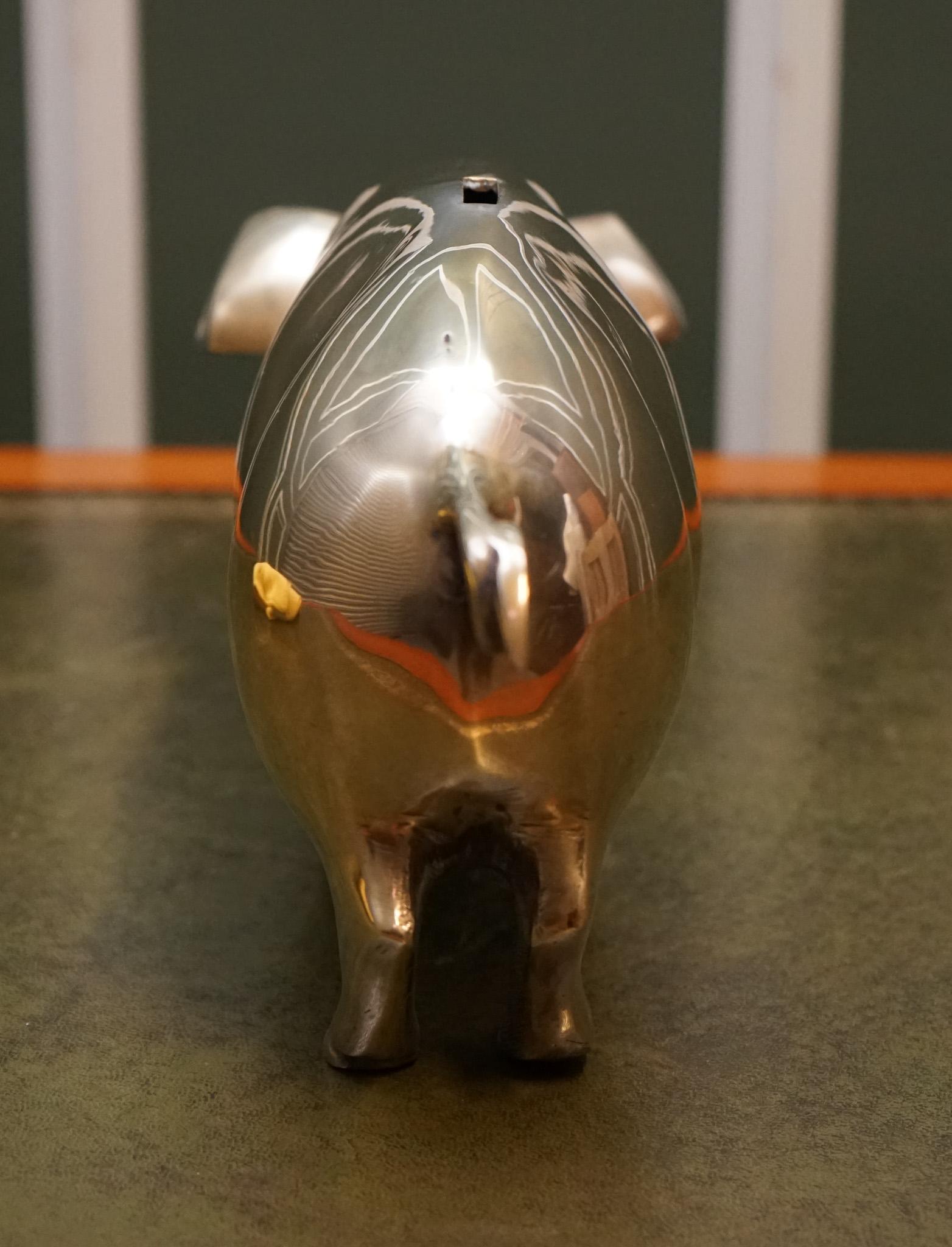 Hand-Crafted 1920s ANTIQUE DECORATIVE BRASS PiGGY BANK  For Sale