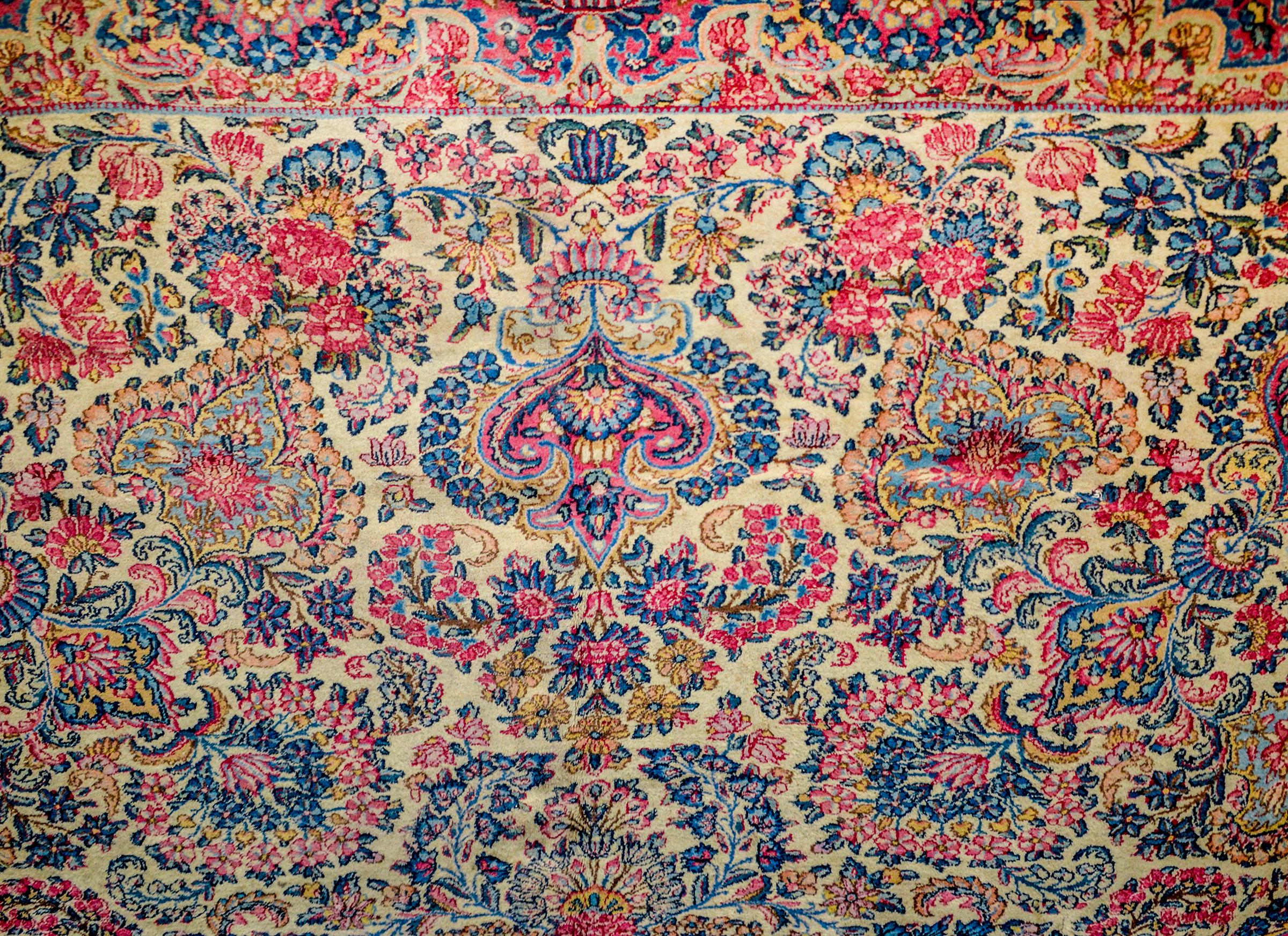 Vegetable Dyed Exquisite Early 20th Century Lavar Kirman Rug For Sale