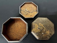Exquisite Early Japanese Lacquer Kobako Box with Insert Tray