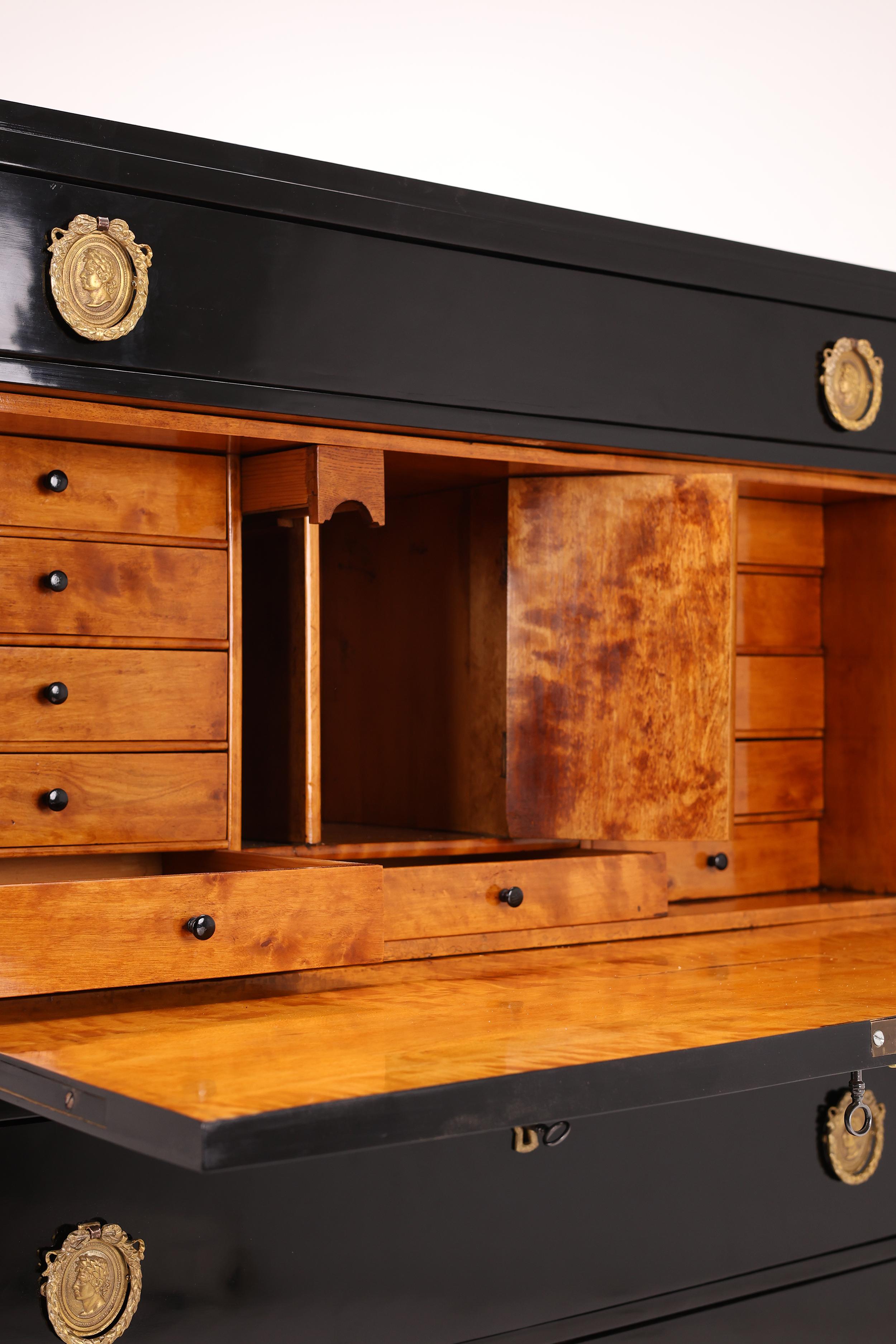 Exquisite ebonised secretary desk from the 19th century For Sale 8
