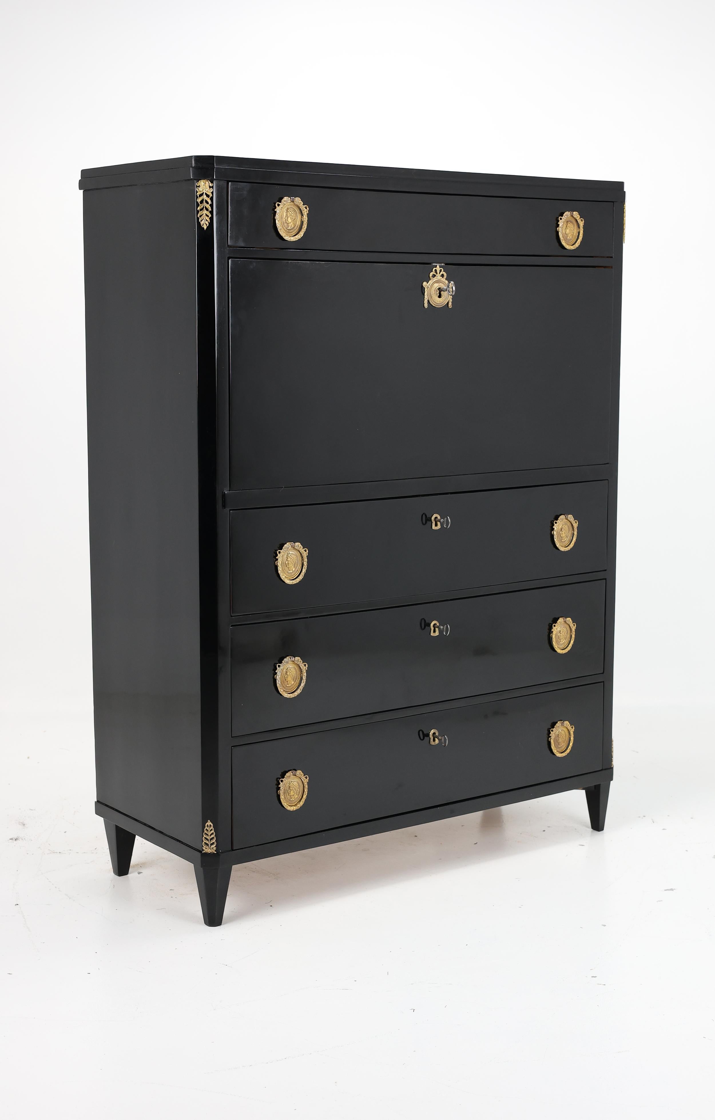 Exquisite ebonised secretary desk from the 19th century For Sale 9