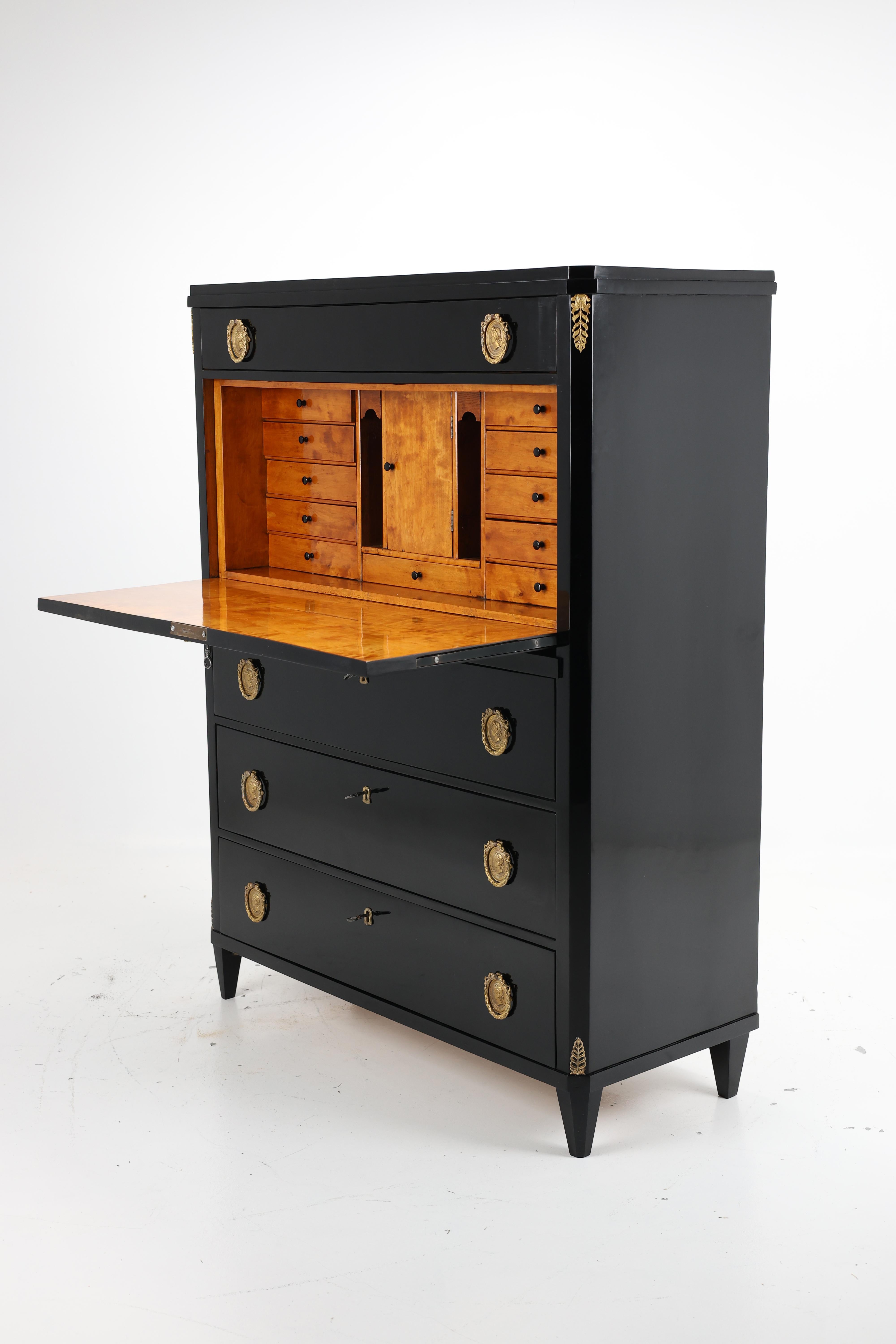 Ebonized Exquisite ebonised secretary desk from the 19th century For Sale