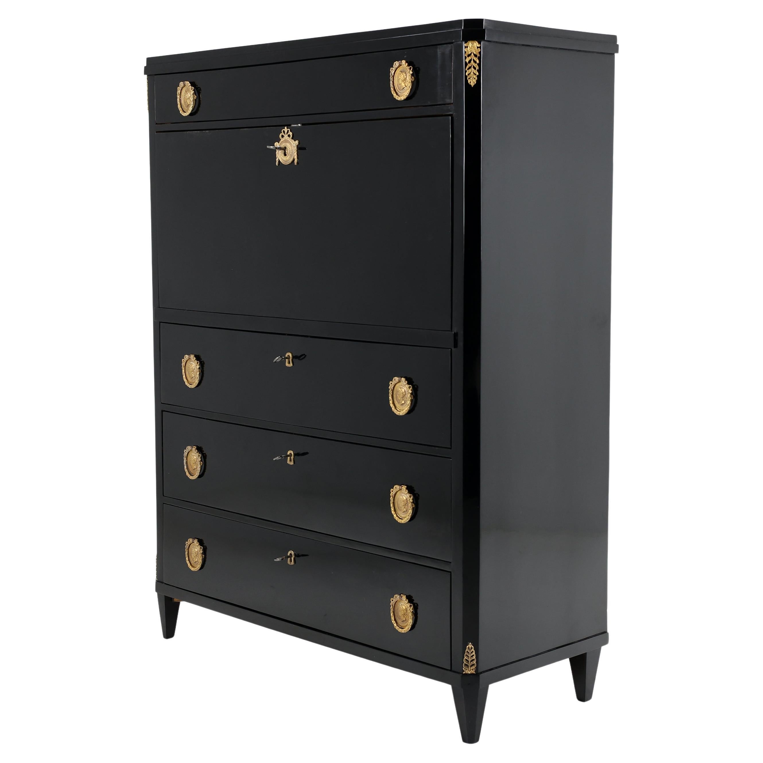 Exquisite ebonised secretary desk from the 19th century