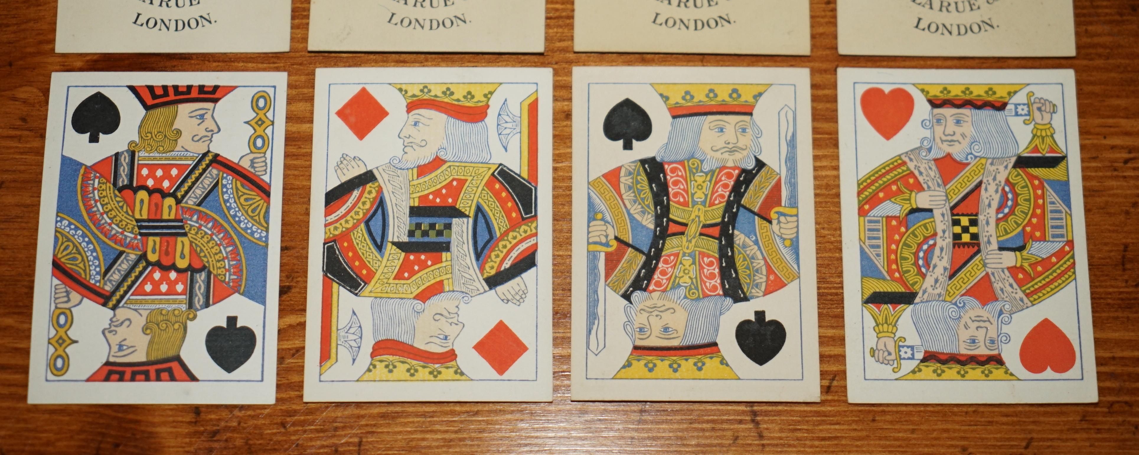 EXQUISITE EDWARD & JONES COROMANDEL WOOD CRiBBAGE SET DE LARUE & CO CARDS For Sale 3