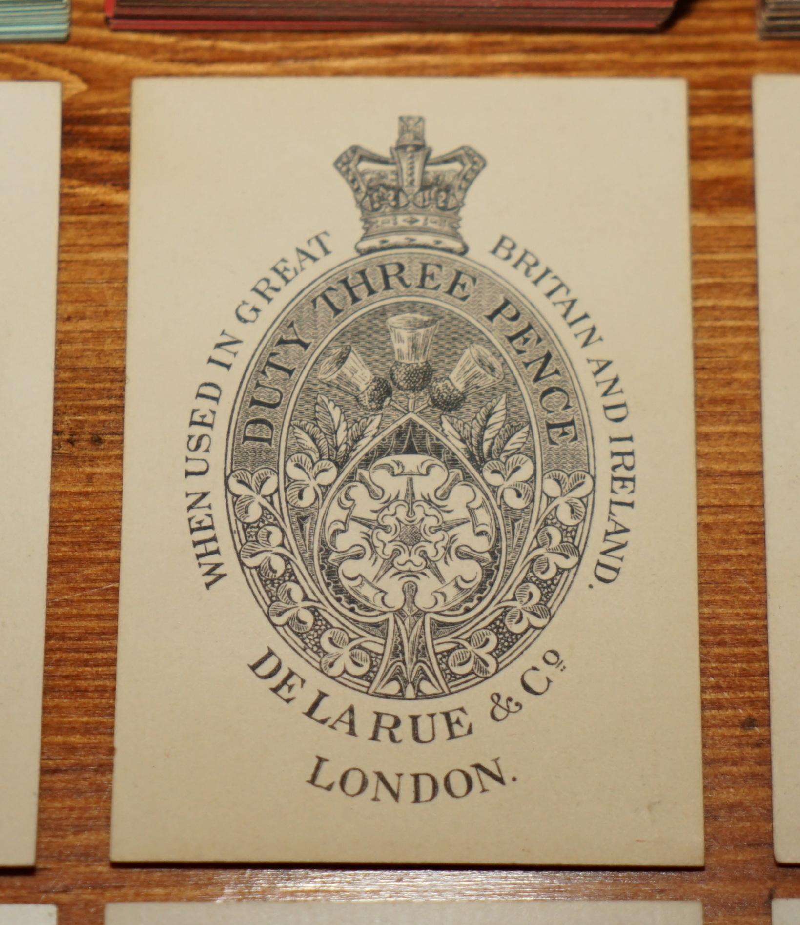 EXQUISITE EDWARD & JONES COROMANDEL WOOD CRiBBAGE SET DE LARUE & CO CARDS For Sale 6