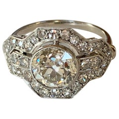 Exquisite Edwardian Platinum and Diamond 2.29 Carat (Engagement) Ring