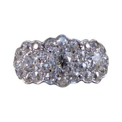 Exquisite Edwardian Triple Diamond Cluster Ring in 18ct Yellow and White Gold
