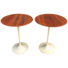 Exquisite Eero Saarinen for Knoll Tulip Side Tables in Walnut