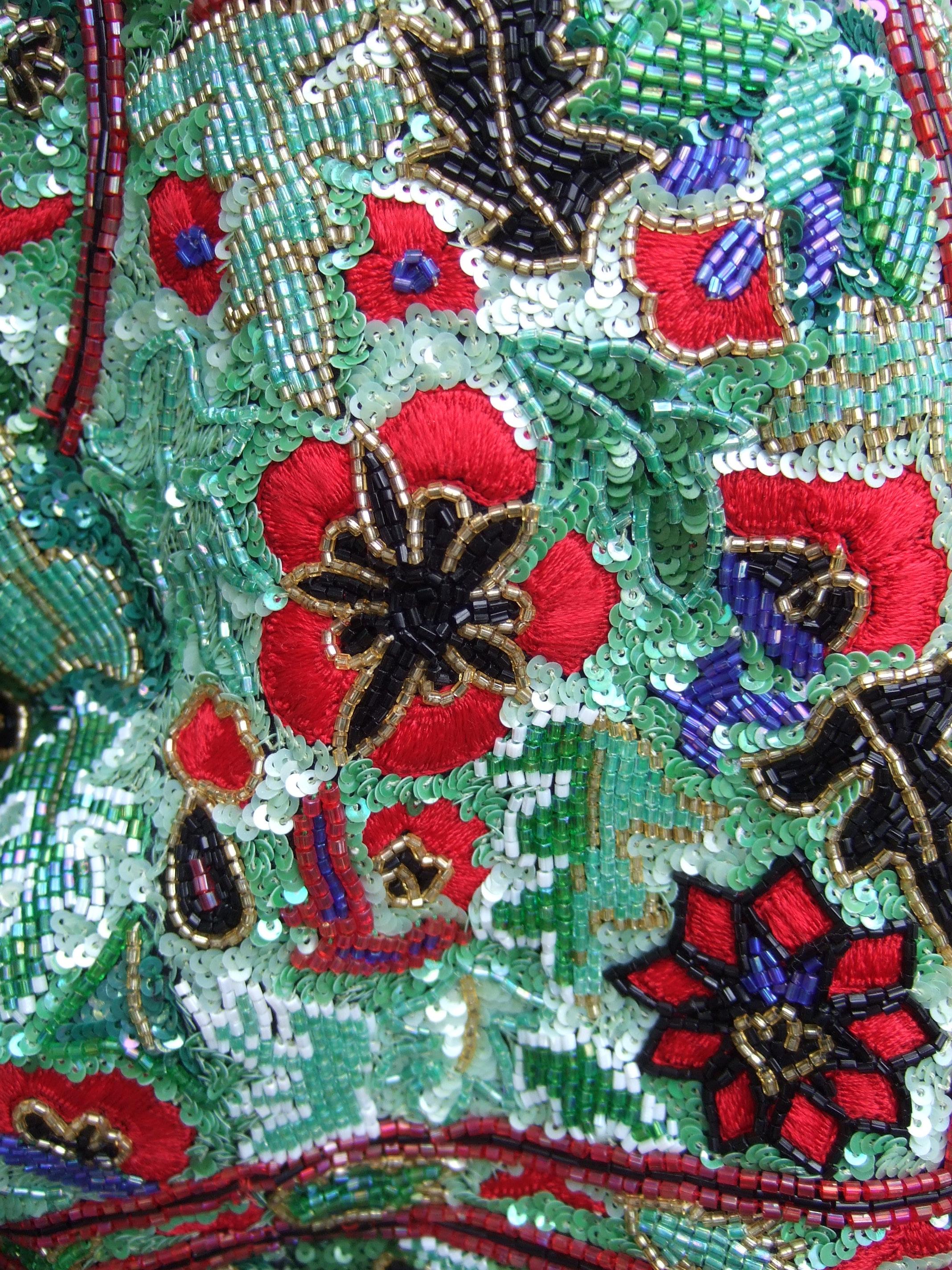 Exquisite Elaborate Glass Floral Beaded Embroidered Bolero Jacket c 1980s For Sale 3