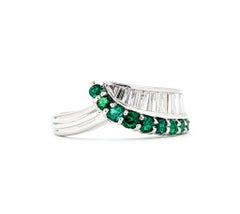 Exquisite Emerald and Diamond Ring in 900pt Modern Channel Set