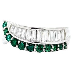 Exquisite Emerald and Diamond Ring in 900pt Modern Channel Set
