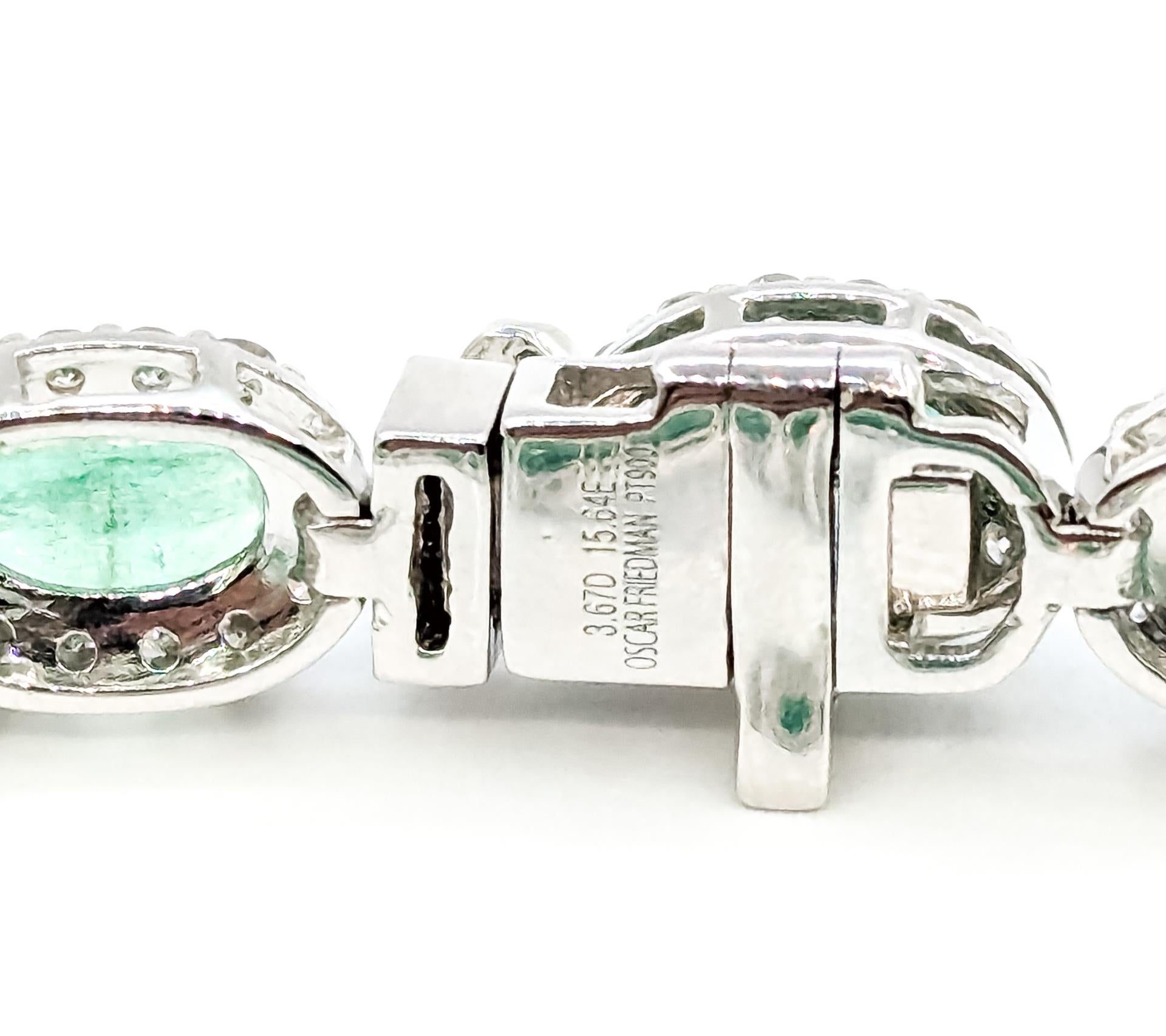 Bracelet à maillons ovales en platine avec émeraude exquise en vente 4