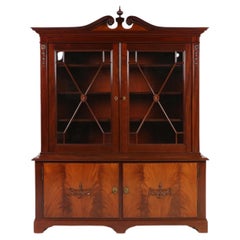 Vintage Exquisite Empire Style library cabinet with glass doors, Belgium, 1950s