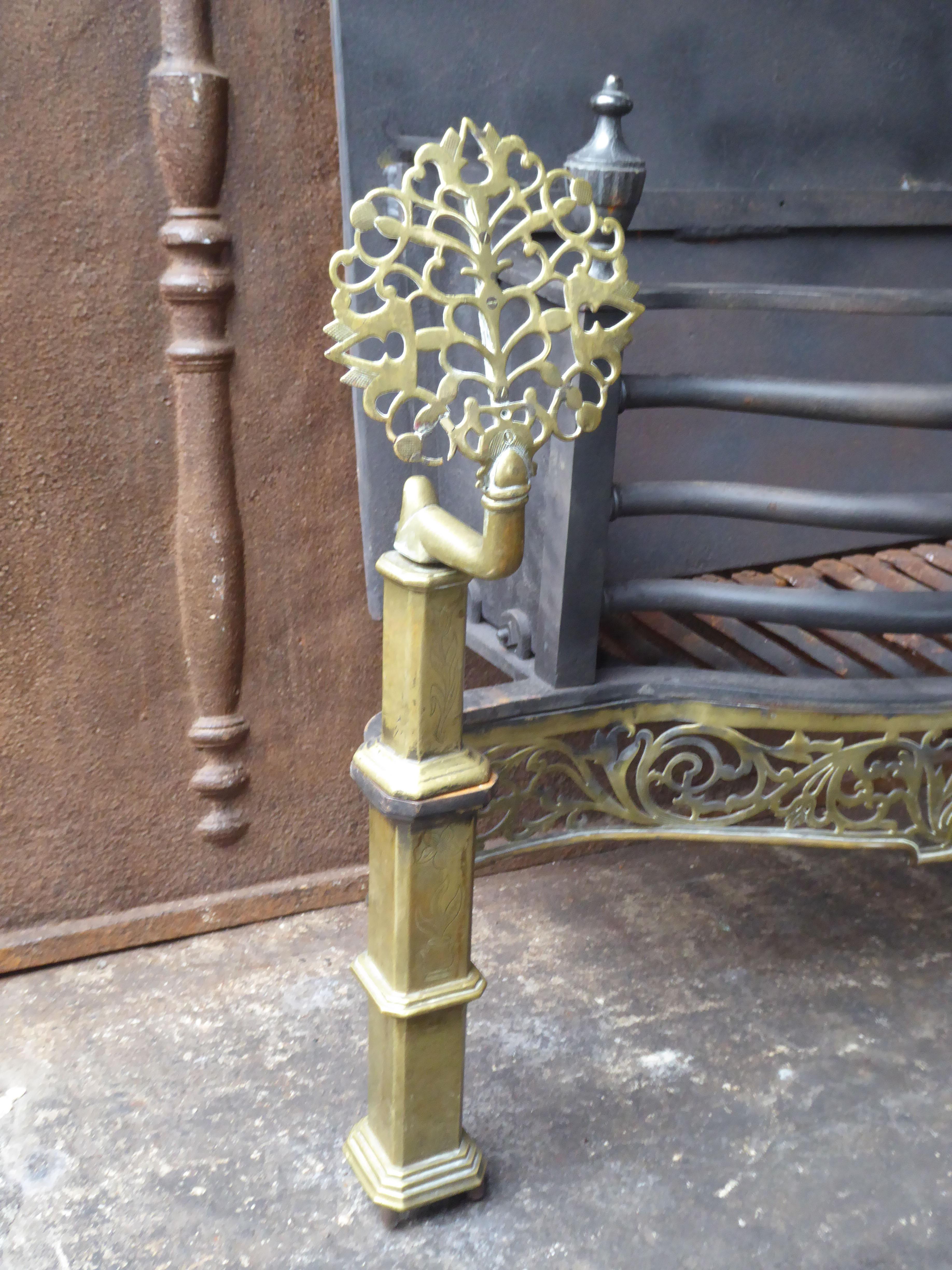 Exquisite English Art Nouveau Fireplace Grate, Fire Grate For Sale 4