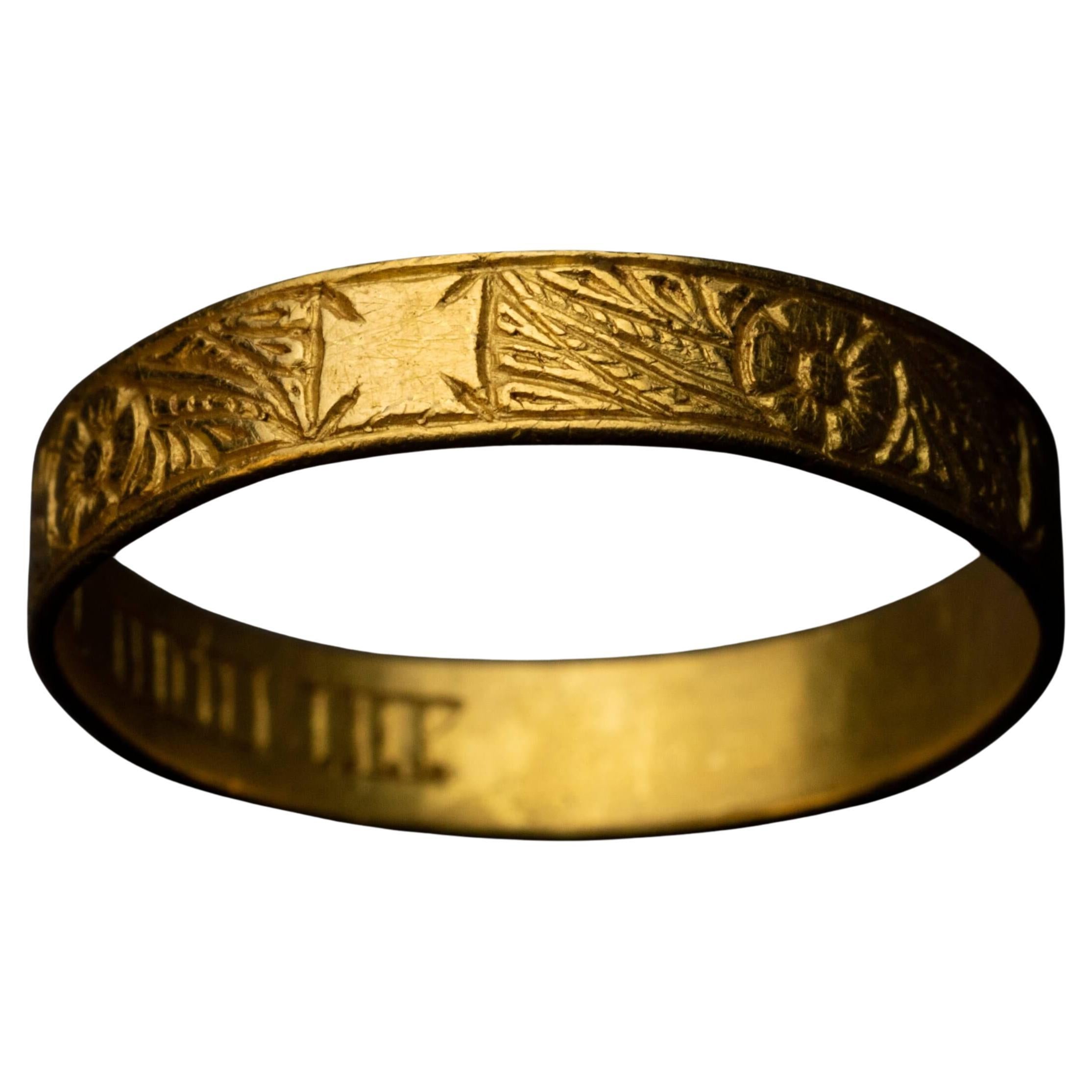 Exquisite Engraved Gold Medieval Posy Ring c. 1400 – 1450
