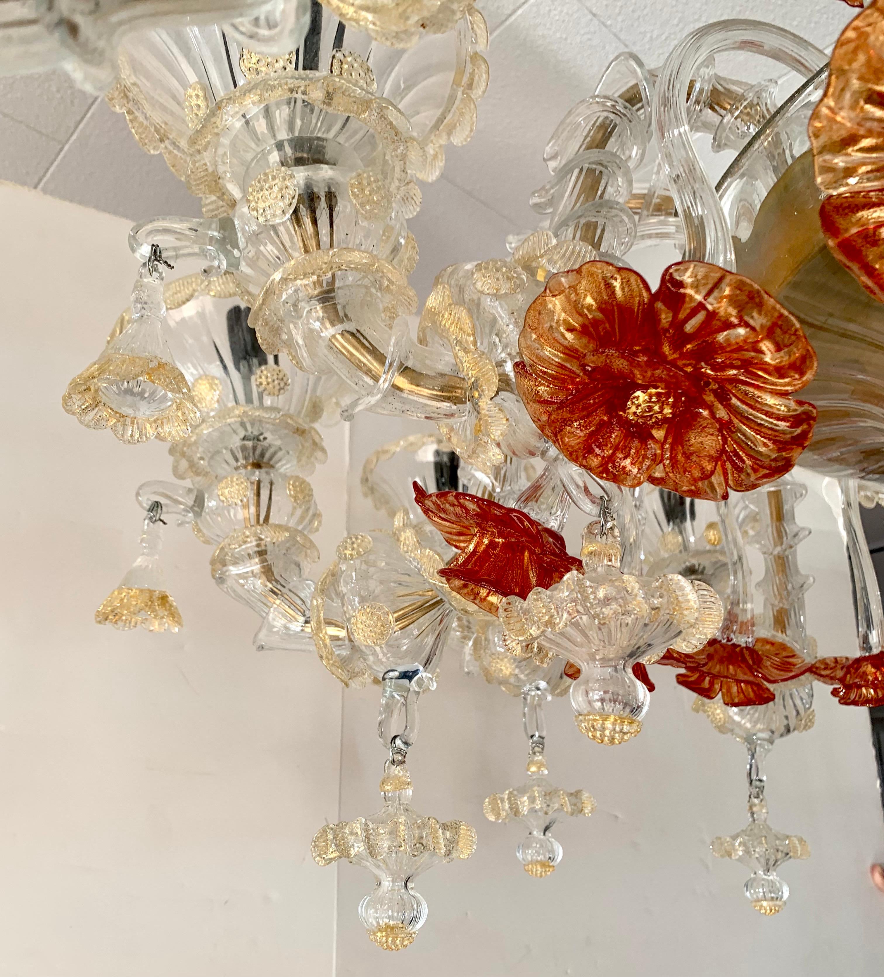 Vetro di Murano Squisito lampadario extra large in vetro multicolore di Murano Made in Italy in vendita