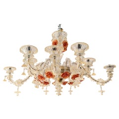 Squisito lampadario extra large in vetro multicolore di Murano Made in Italy