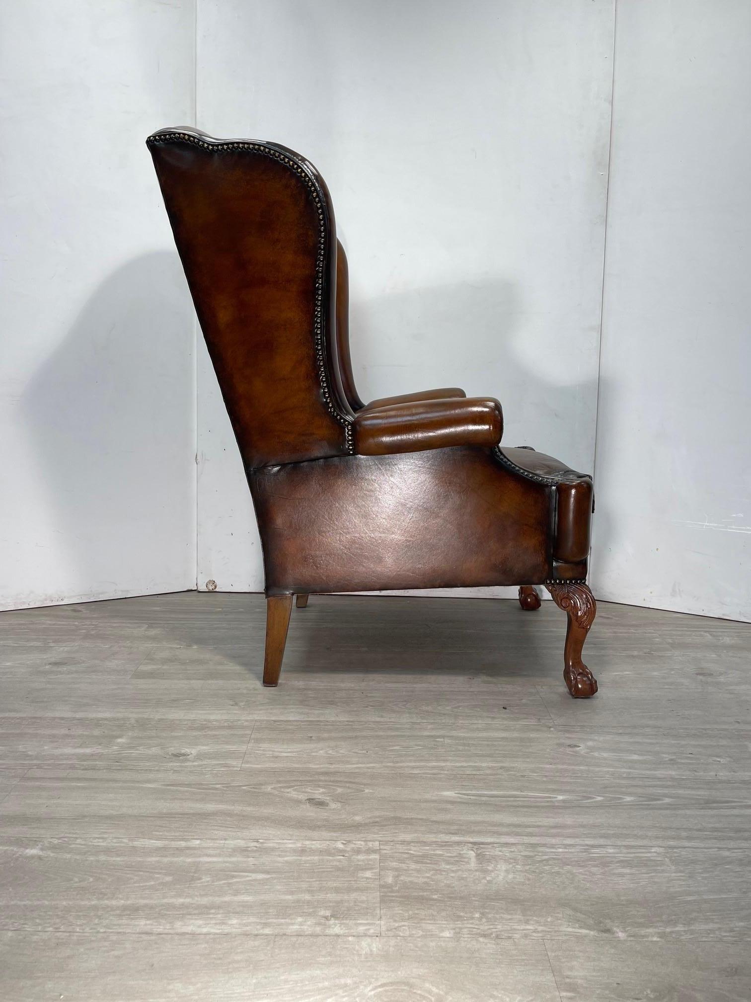 brown wingback chair