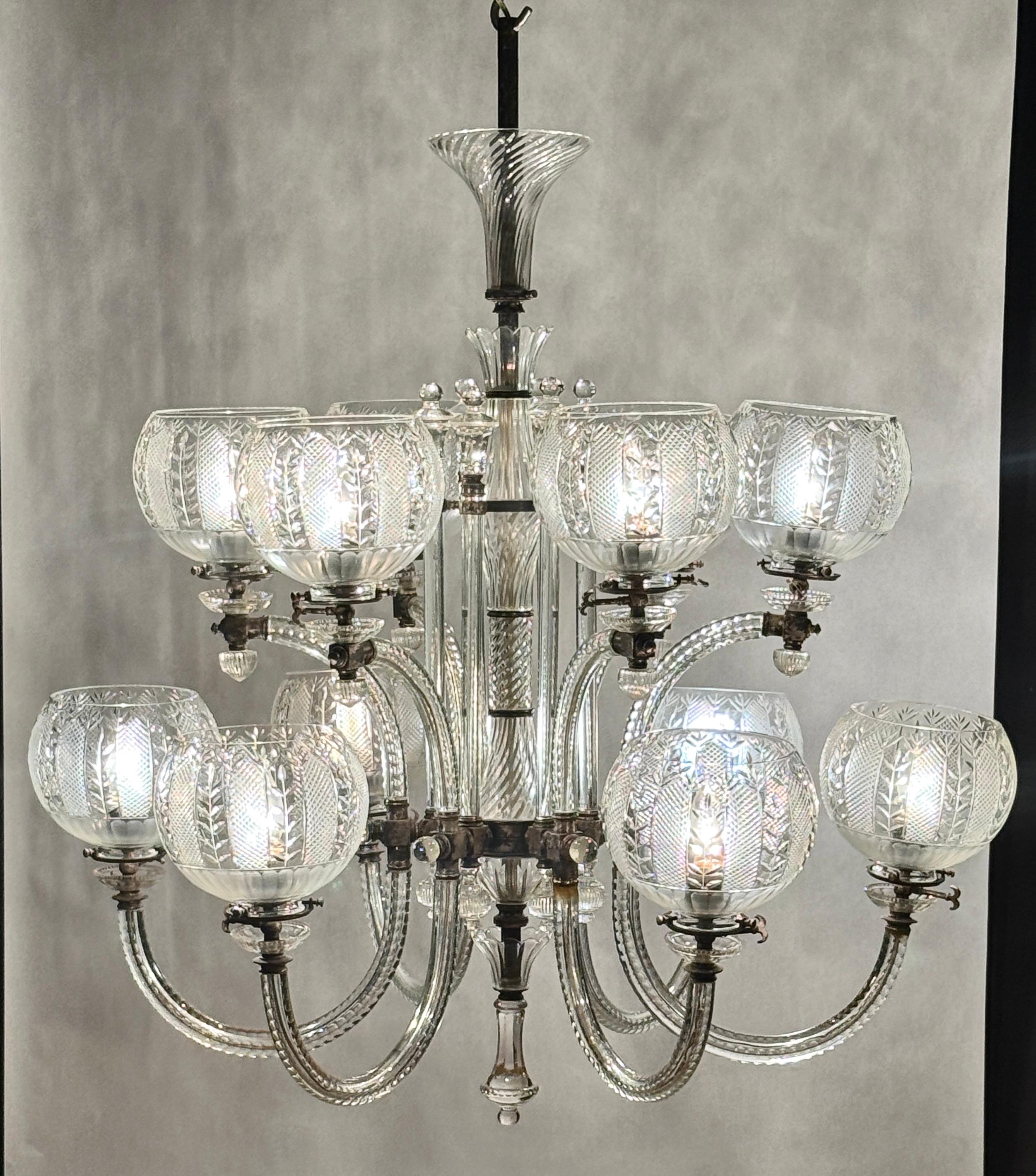 Exquisite F. & C. Osler Style 12-Light Cut-Glass Chandelier in vendita 4