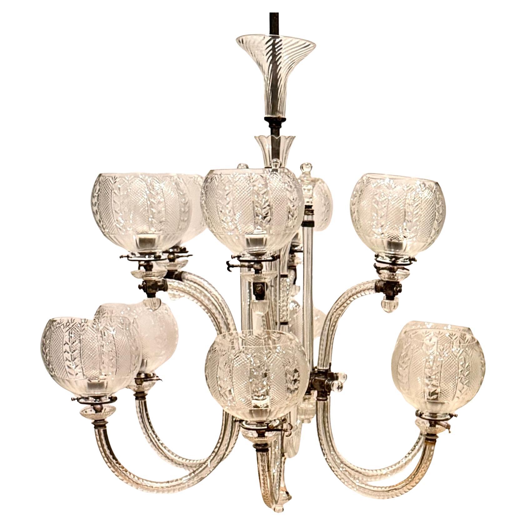 Exquisite F.
C. Osler Style 12-Light Cut-Glass Chandelier