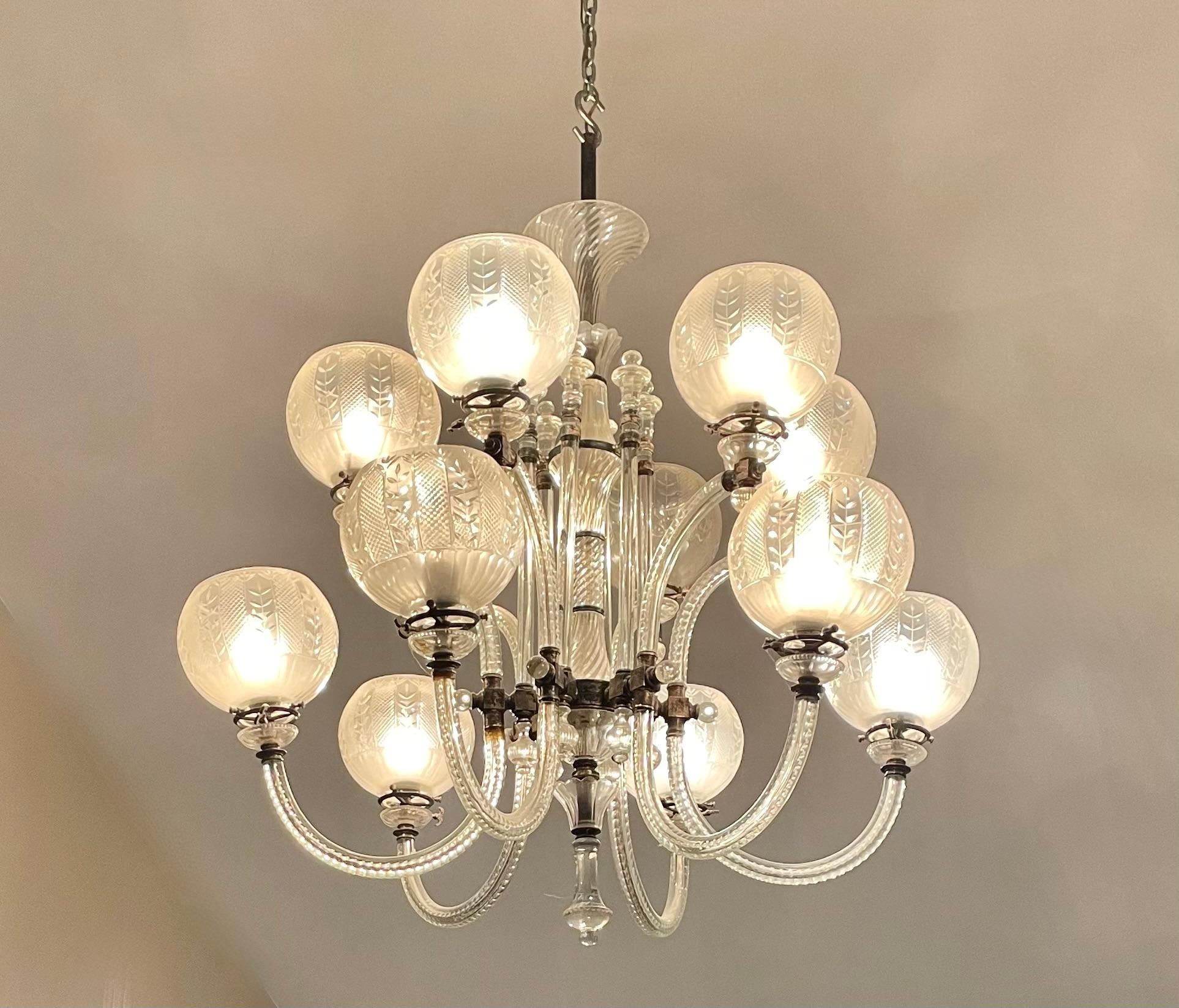 Exquisite F. & C. Osler Style 12-Light Cut-Glass Chandelier For Sale 5