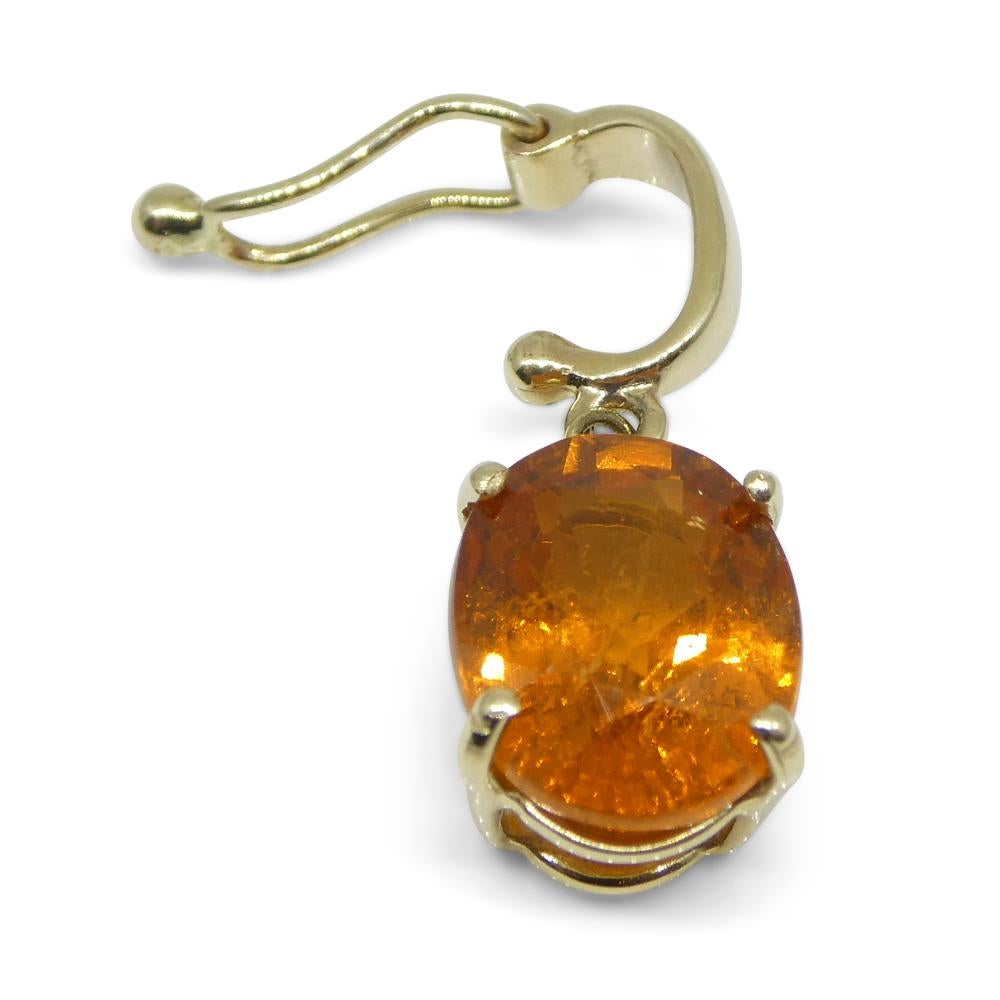 Exquisite Fanta Orange Spessartine Garnet Pendant Charm in 14K Yellow Gold with  For Sale 4