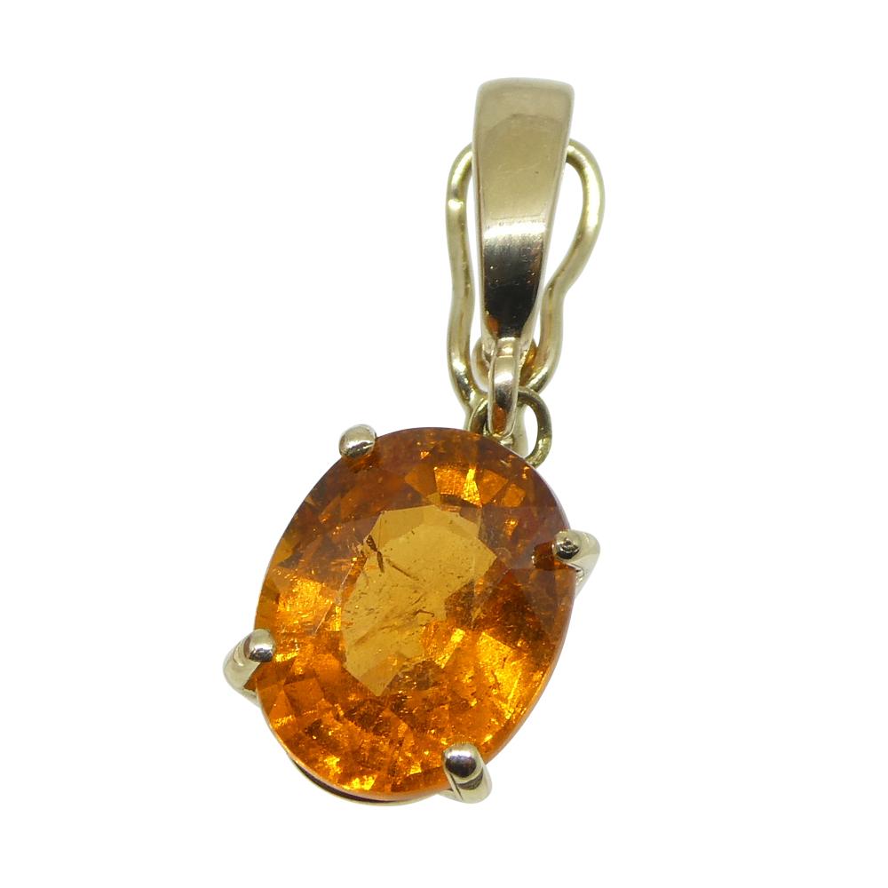Exquisite Fanta Orange Spessartine Garnet Pendant Charm in 14K Yellow Gold with For Sale 6