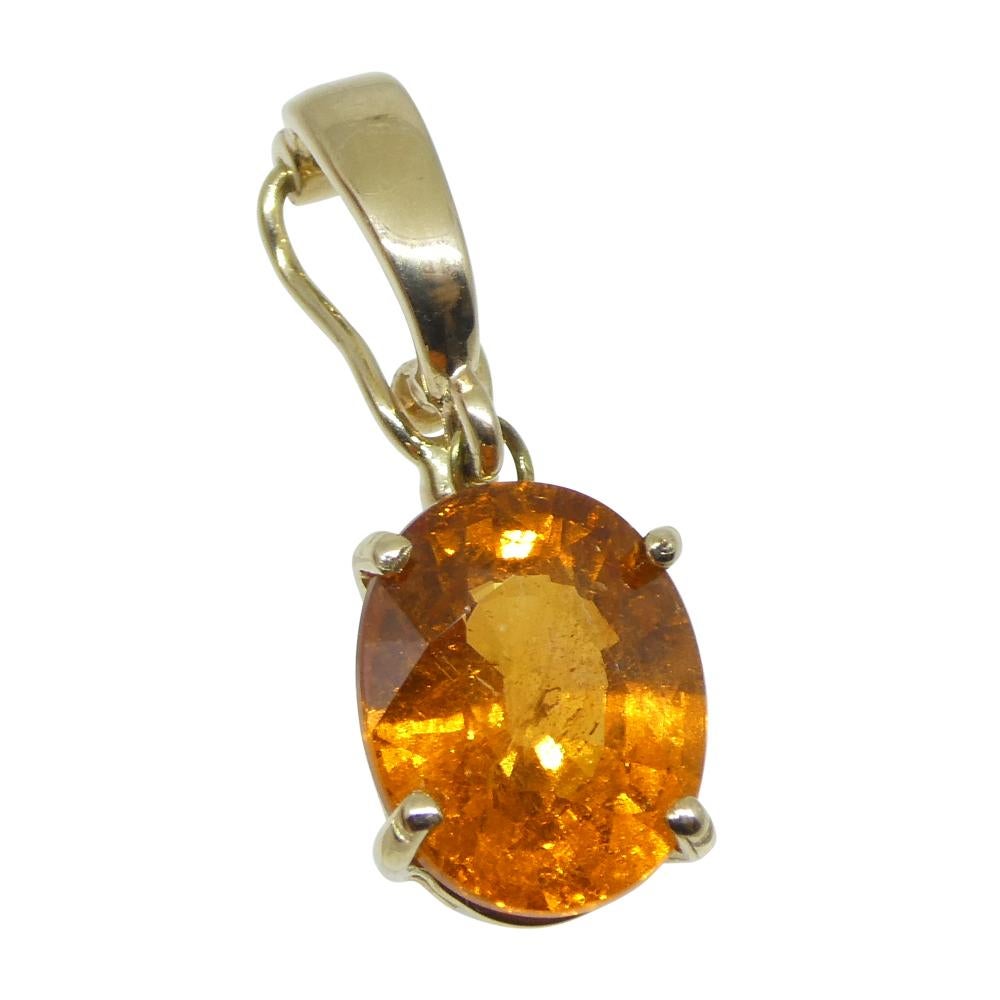 Exquisite Fanta Orange Spessartine Garnet Pendant Charm in 14K Yellow Gold with  For Sale 6