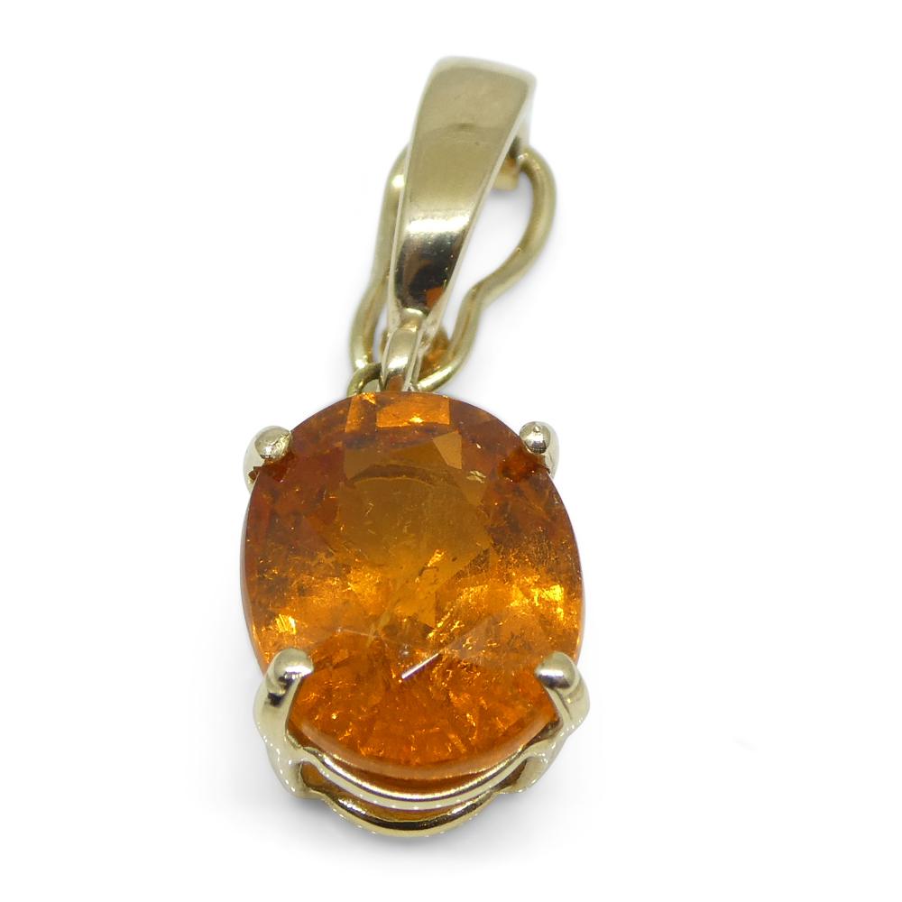 Contemporary Exquisite Fanta Orange Spessartine Garnet Pendant Charm in 14K Yellow Gold with  For Sale