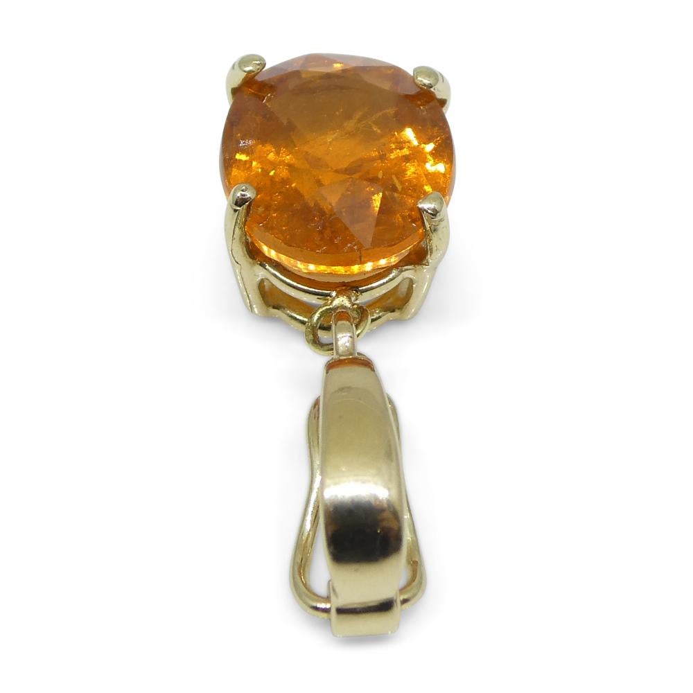 Exquisite Fanta Orange Spessartine Garnet Pendant Charm in 14K Yellow Gold with  For Sale 2