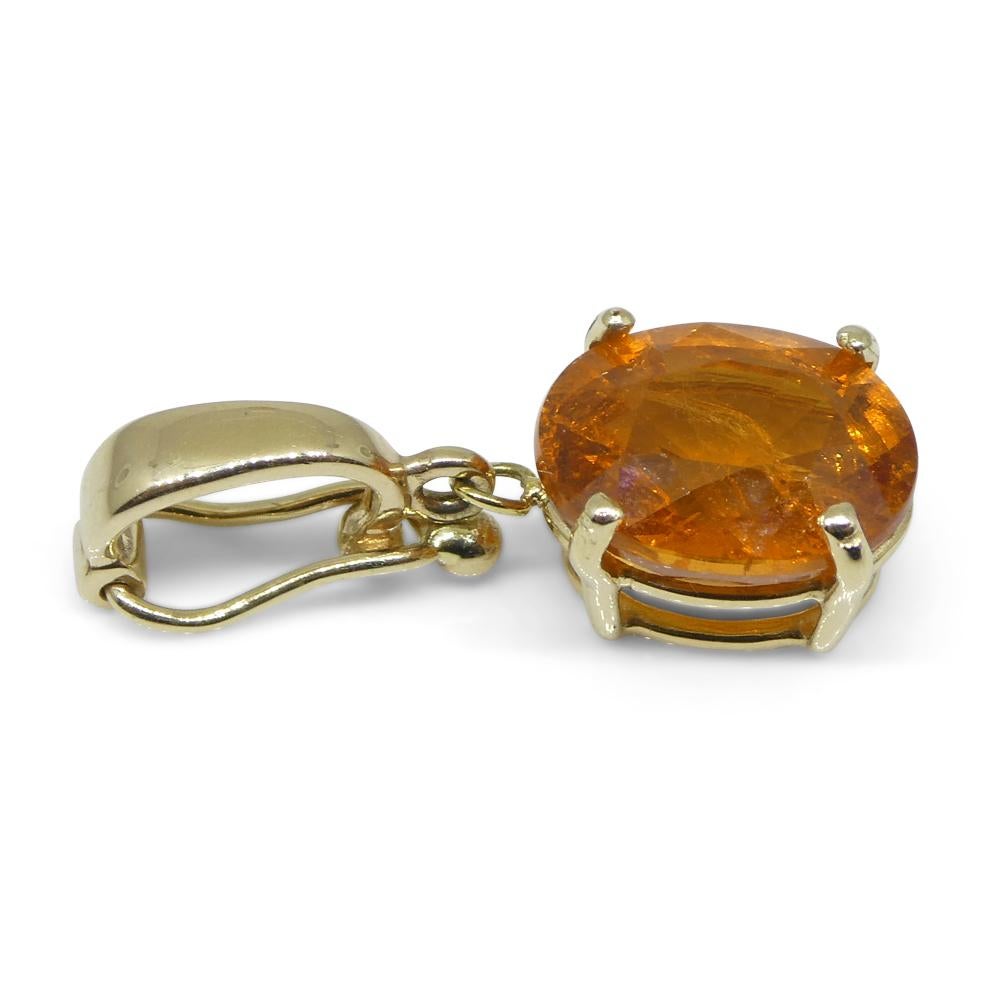 Exquisite Fanta Orange Spessartine Garnet Pendant Charm in 14K Yellow Gold with  For Sale 3