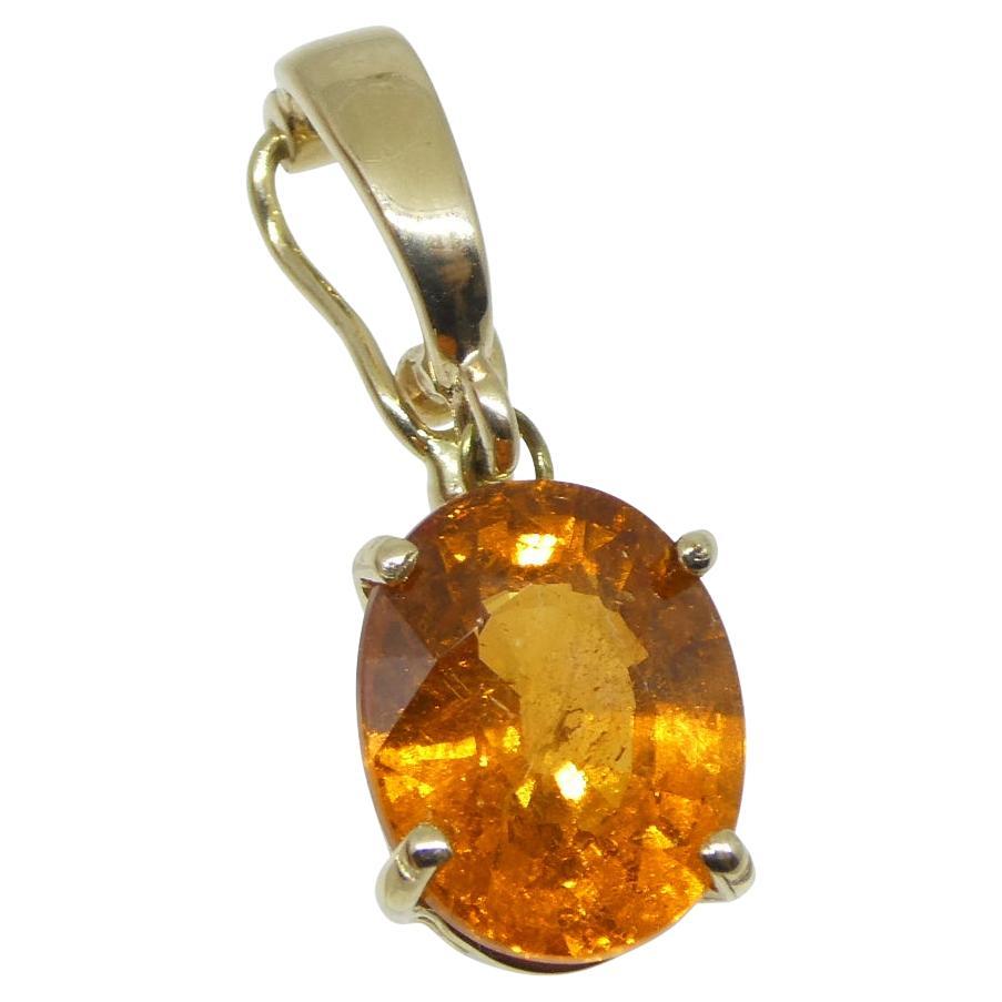 Exquisite Fanta Orange Spessartine Garnet Pendant Charm in 14K Yellow Gold with 