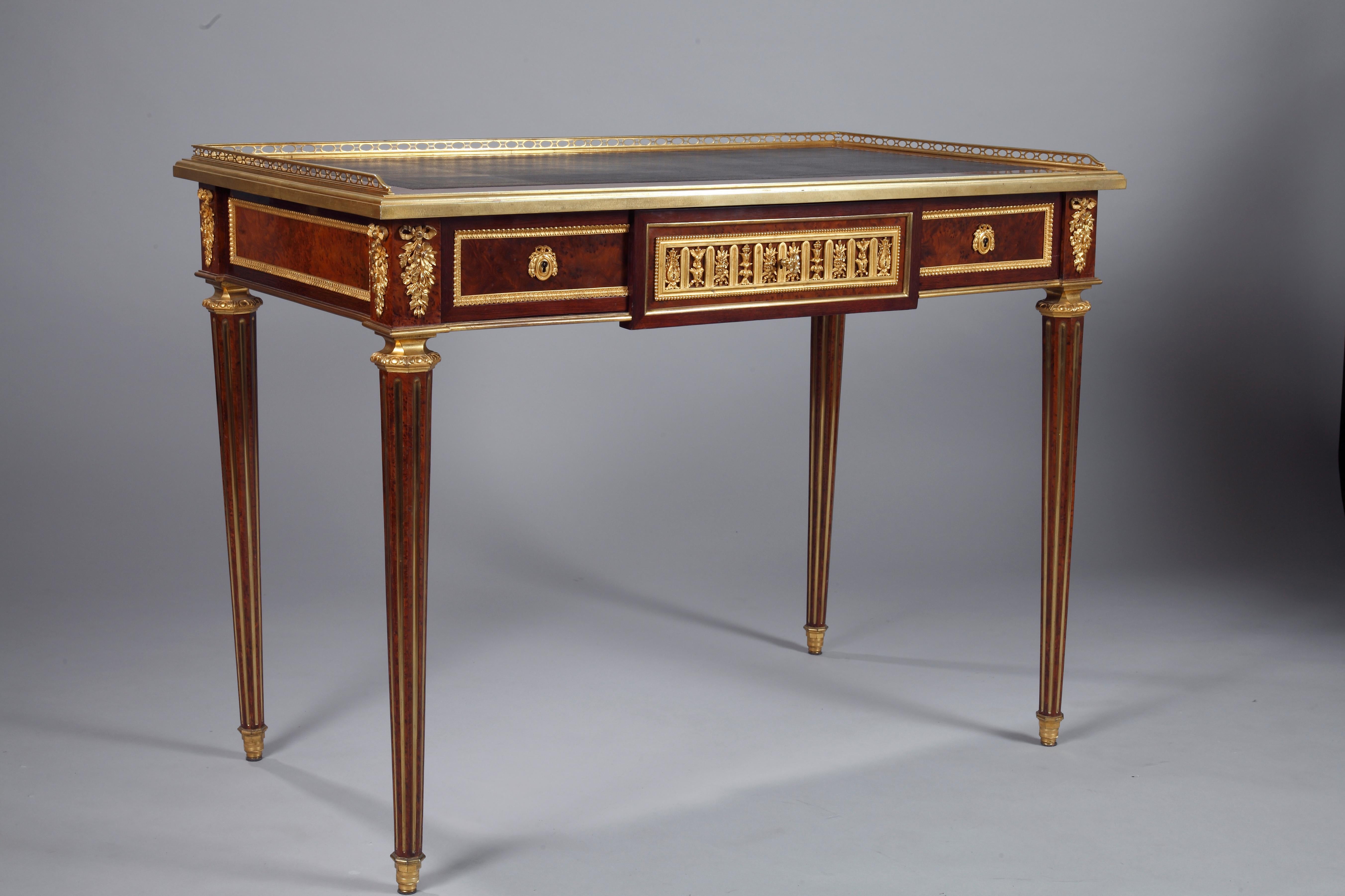 Gilt Exquisite Louis XVI Style Flat Desk by C.G Winckelsen, France, 1862