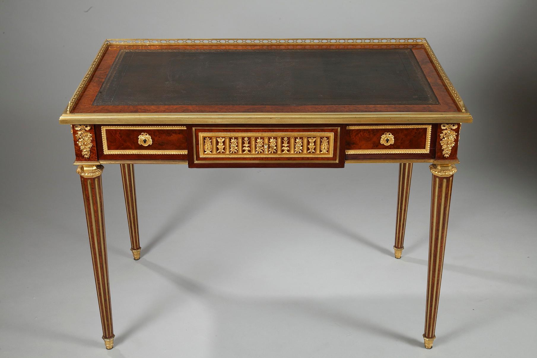 French Exquisite Louis XVI Style Flat Desk by C.G Winckelsen, France, 1862