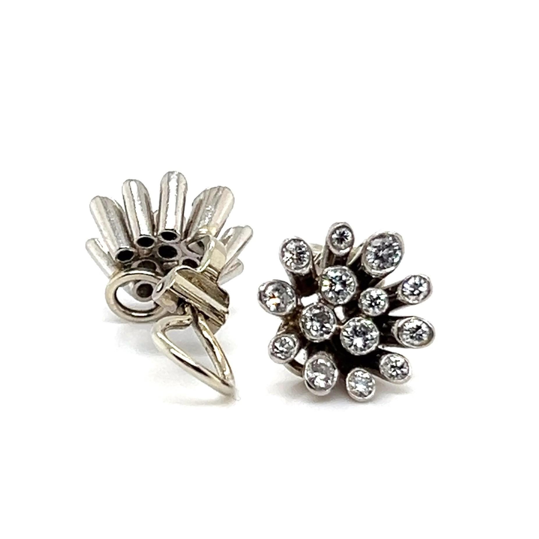 Introducing exquisite elegance with these delicate, romantic flower earrings created in 18 Karat white gold with diamonds.

Each petal adorned with brilliance, featuring 28 diamonds in brilliant cut, G-H color and vs-si clarity totaling 0.90 carats.