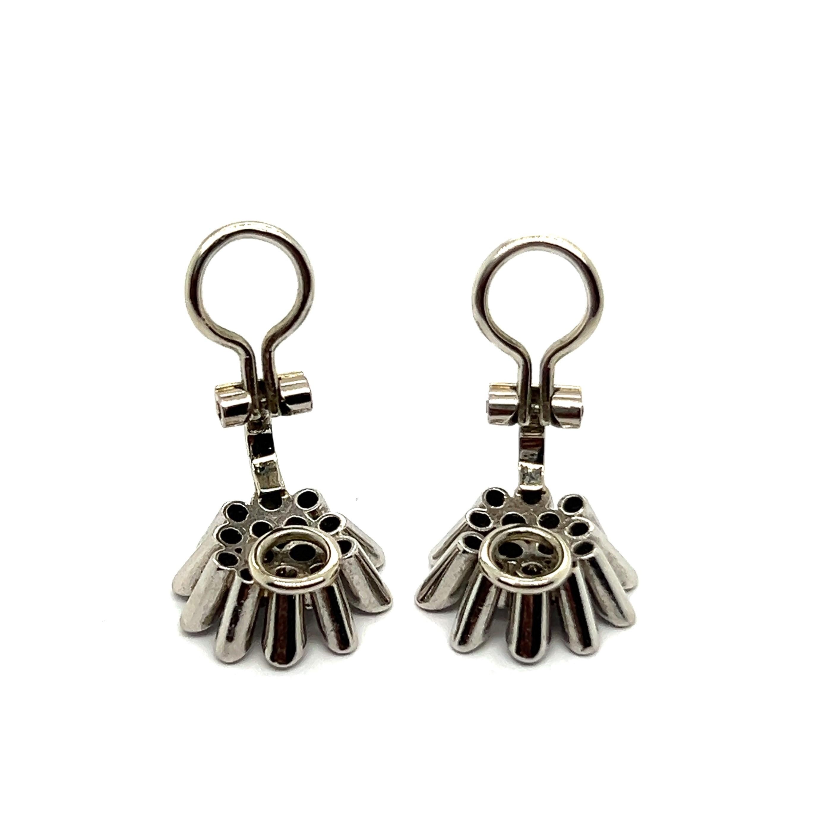 Exquisite Flower Earrings with Diamonds in 18 Karat White Gold For Sale 2