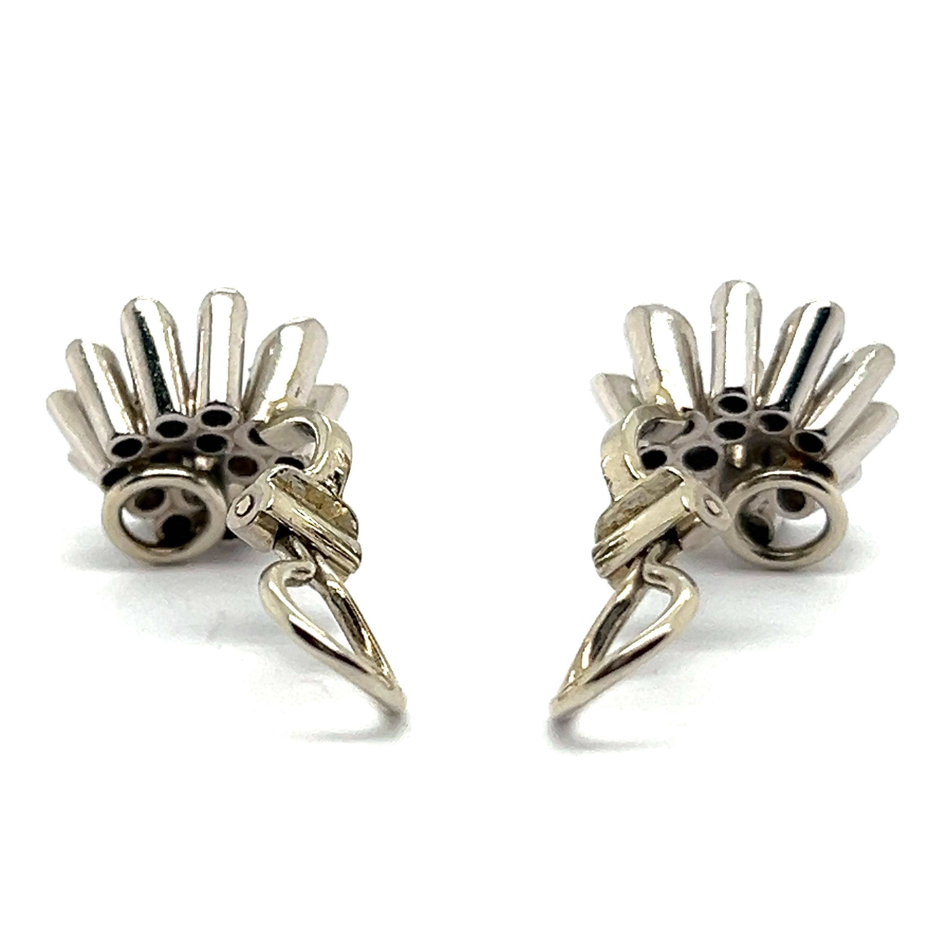 Exquisite Flower Earrings with Diamonds in 18 Karat White Gold For Sale 3