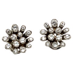 Exquisite Flower Earrings with Diamonds in 18 Karat White Gold