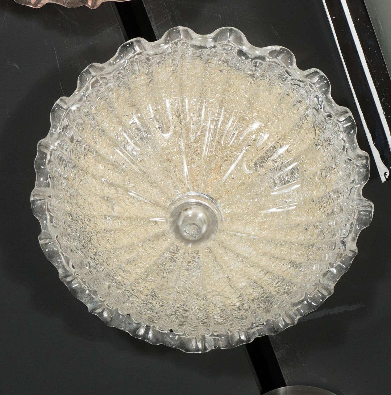 Italian Exquisite Flushmount Murano Glass Chandelier Attributed to Barovier & Toso