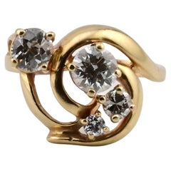 Exquisite Freeform Gold and Diamond Ring 1.25 TCW