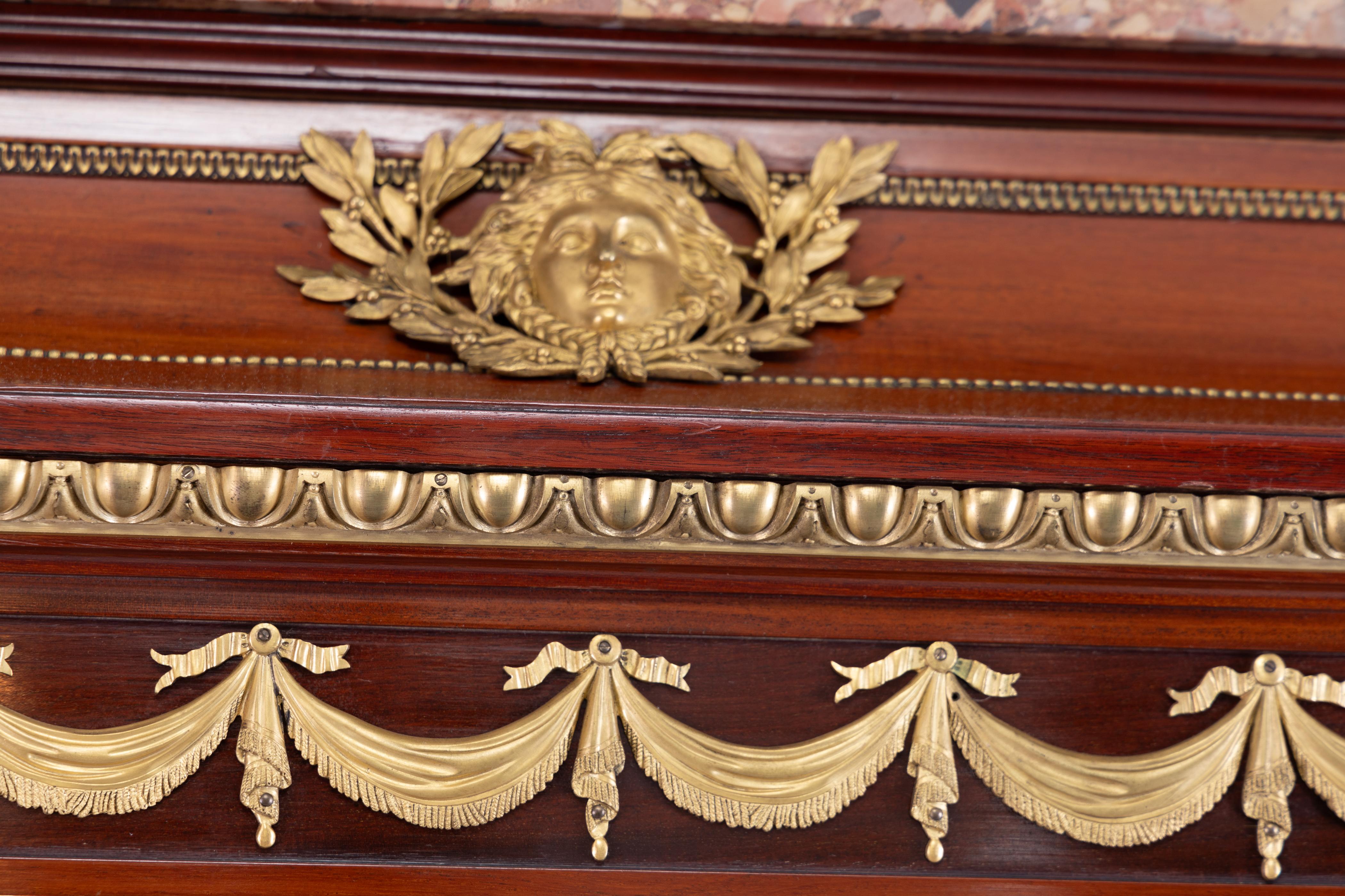 Exquisite French 19 Century Louis XVI Mahogany Grand Buffet a Deux Corps, Signed In Good Condition For Sale In New Orleans, LA