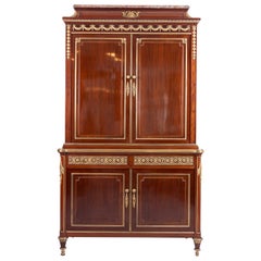 Antique Exquisite French 19 Century Louis XVI Mahogany Grand Buffet a Deux Corps, Stampe