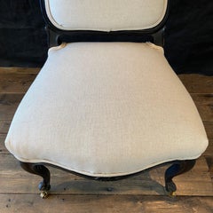 Exquisiter französischer ebonisierter Napoleon III.-Beistell- oder Parlor-Stuhl aus dem 19. Jahrhundert