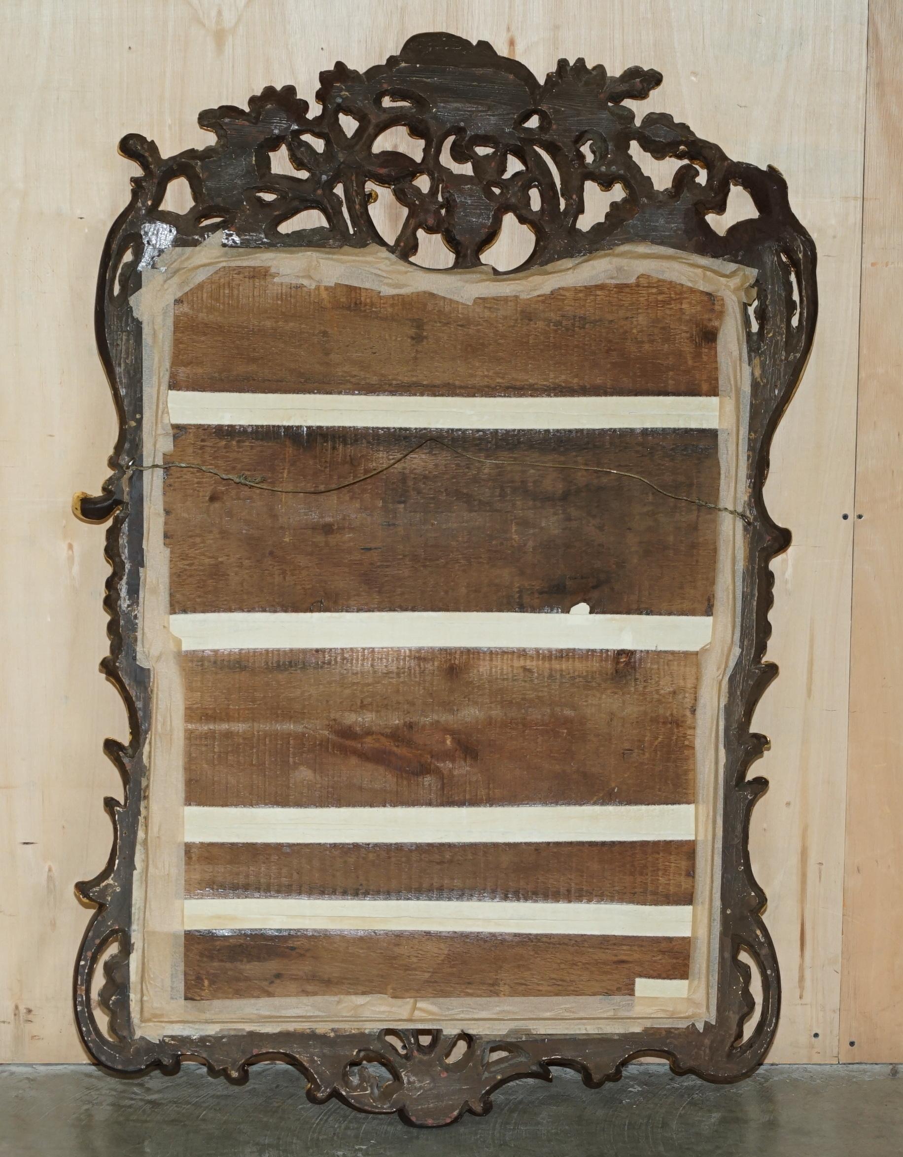 EXQUISITE FRENCH ANTIQUE LOUIS XV PERIOD 1770 GOLD GILT MiRROR WITH FOXED PLATE For Sale 12