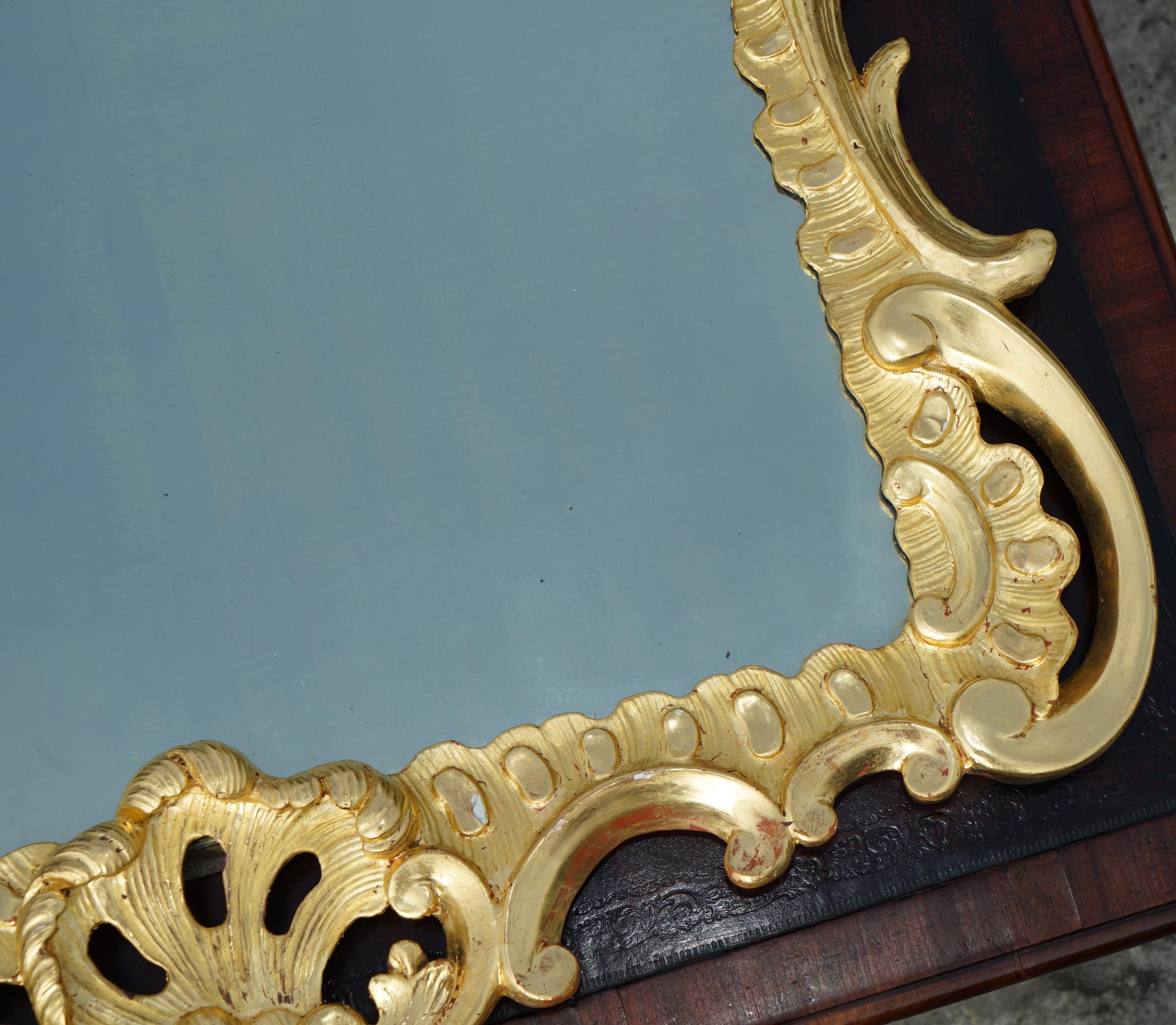 Hand-Crafted EXQUISITE FRENCH ANTIQUE LOUIS XV PERIOD 1770 GOLD GILT MiRROR WITH FOXED PLATE For Sale