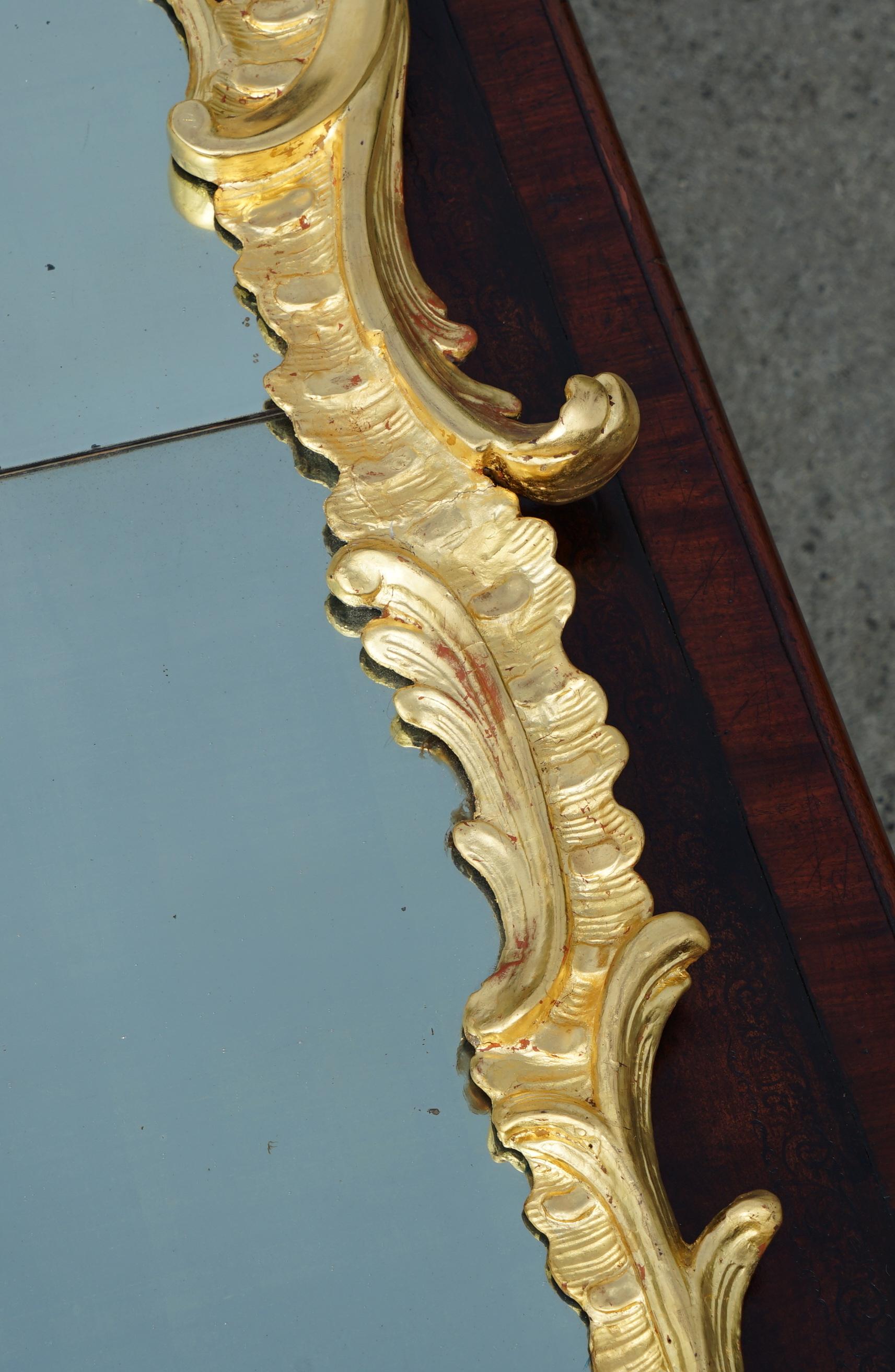 Late 18th Century EXQUISITE FRENCH ANTIQUE LOUIS XV PERIOD 1770 GOLD GILT MiRROR WITH FOXED PLATE For Sale